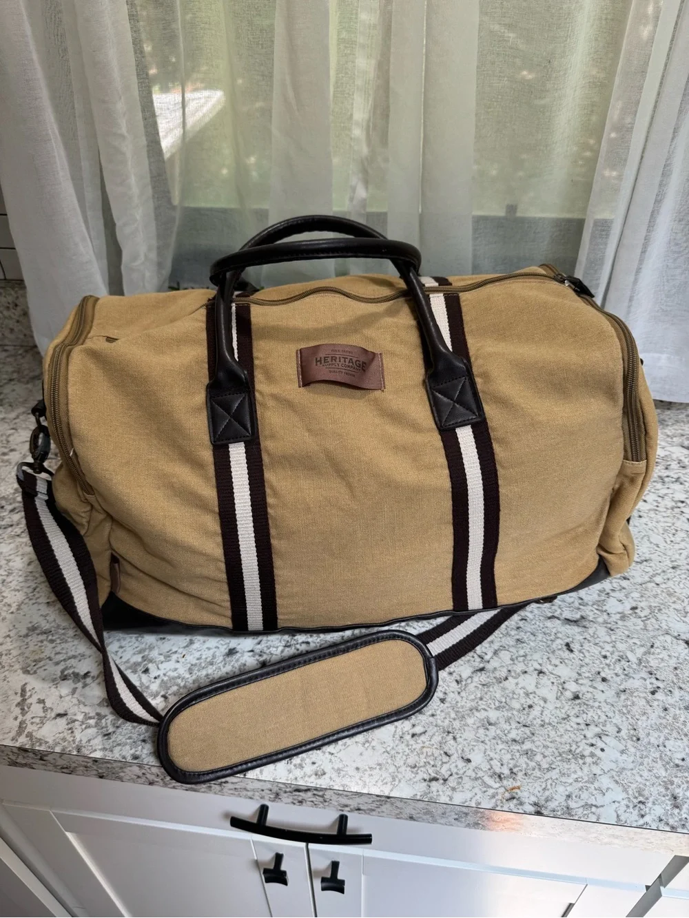 Heritage Canvas Weekender Large Duffel Bag - Tan